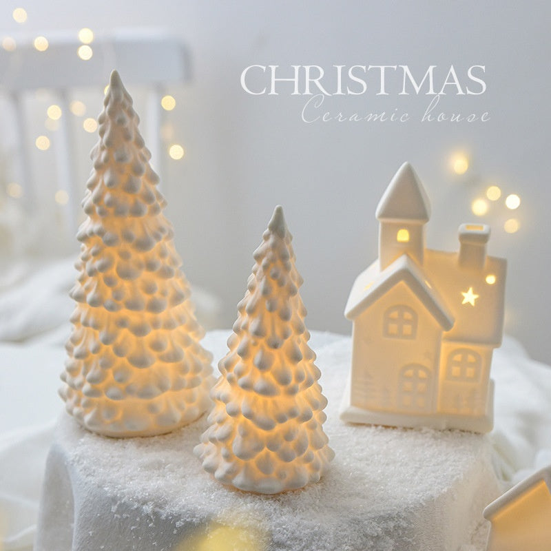 Luminous Ceramic Christmas Tree & Snowman Ornament