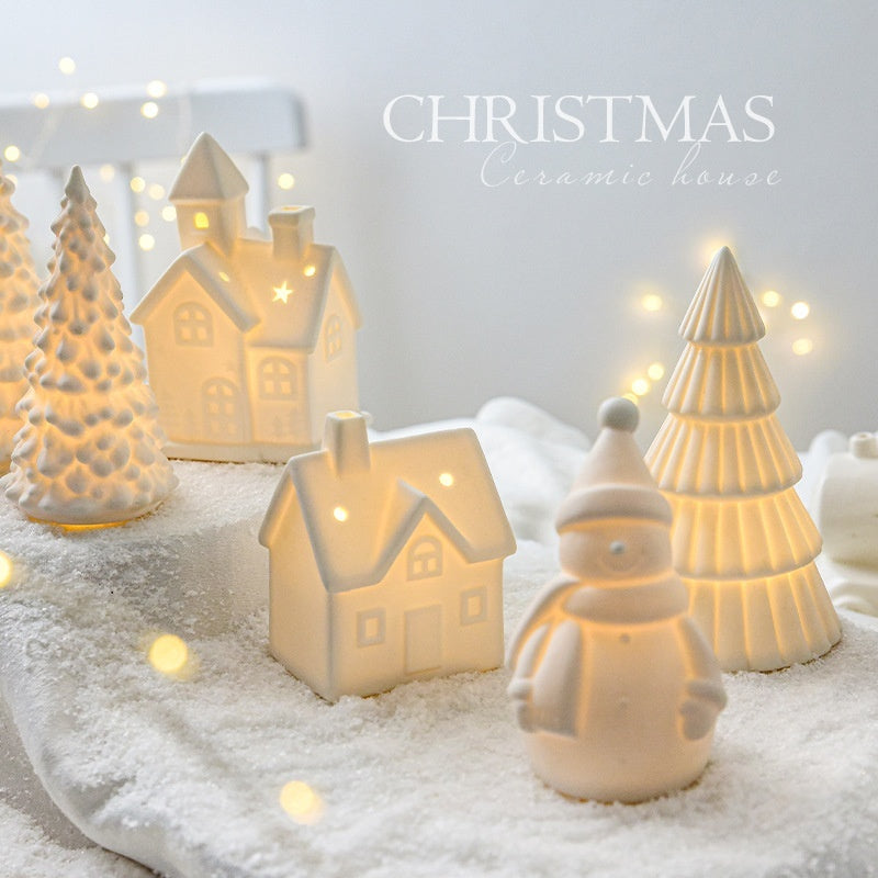 Luminous Ceramic Christmas Tree & Snowman Ornament
