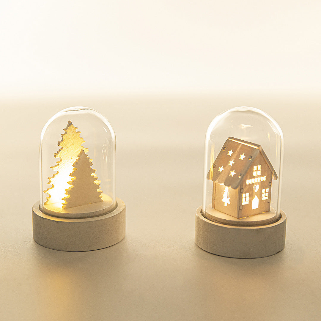 Luminous Wooden Christmas House Ornament